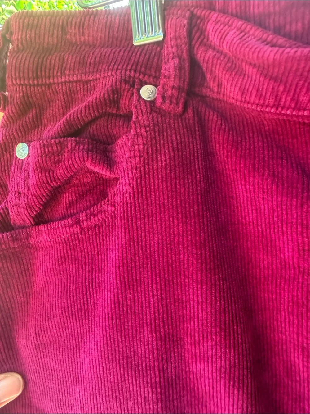 Anthropologie Plum Corduroy Maxi Skirt with Front Slit